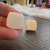 Etched MCM Stud Earrings - Frosted Pearl