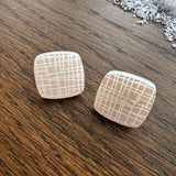 Etched MCM Stud Earrings - Frosted Pearl