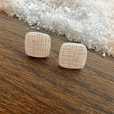 Etched MCM Stud Earrings - Frosted Pearl