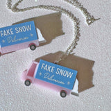 Fake Snow Delivery Truck Necklace