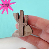 SSF SECOND: Walnut cactus brooch