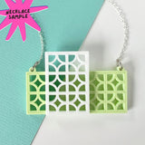 SSF SAMPLE: Layered Breeze Block Wall Necklace Green