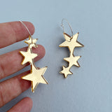 Star Trio Hoop Earrings - Silver/Gold/Pink Mirror