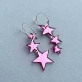 Star Trio Hoop Earrings - Silver/Gold/Pink Mirror
