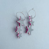 Star Trio Hoop Earrings - Silver/Gold/Pink Mirror