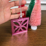 Double-Sided Breeze Block Bauble - Pink