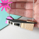SSF SAMPLE: Midcentury house necklace with pink trees