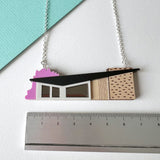 SSF SAMPLE: Midcentury house necklace with pink trees