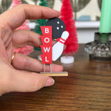 Dinky Miniature Bowling Sign Ornament
