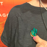 Cactus Pin - Walnut / Pink