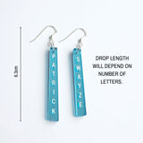 Custom Text Drop Earrings
