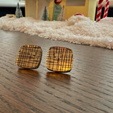 Etched MCM Stud Earrings - Gold Mirror