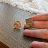 Etched MCM Stud Earrings - Gold Mirror