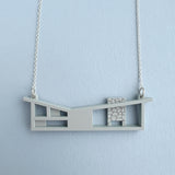 Butterfly Roof Blueprint House Necklace - 3 Colour Options
