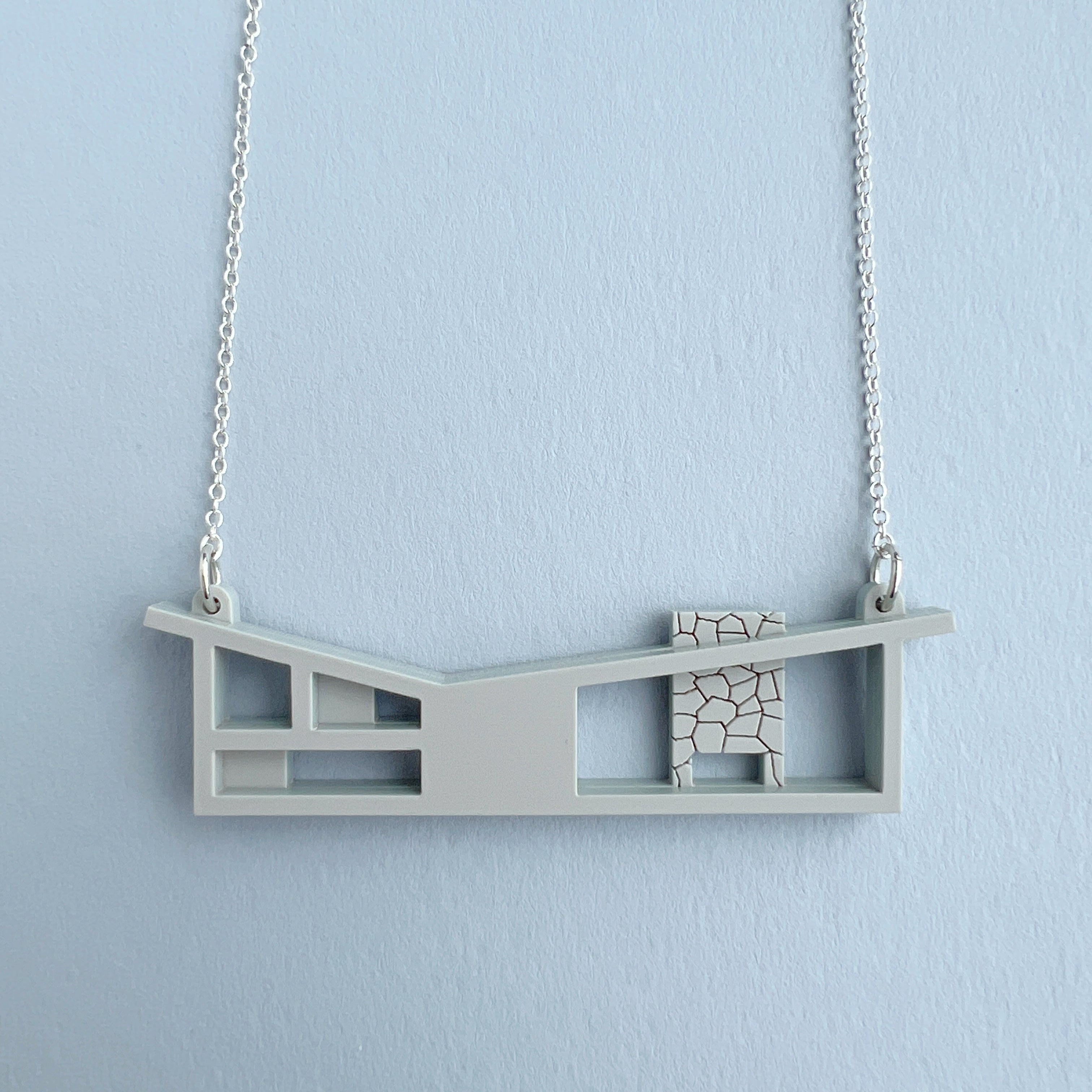 Butterfly Roof Blueprint House Necklace - 3 Colour Options