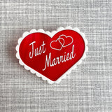'Just Married' Retro Wedding Brooch