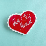 'Just Married' Retro Wedding Brooch