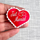 'Just Married' Retro Wedding Brooch