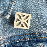 Breeze Block Pin - Leaf Pattern, Matt Neutrals