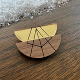 Walnut and Gold Mirror Stacked Bowls Brooch