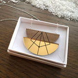 Walnut and Gold Mirror Stacked Bowls Necklace