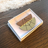 Walnut and Gold Mirror Stacked Bowls Necklace