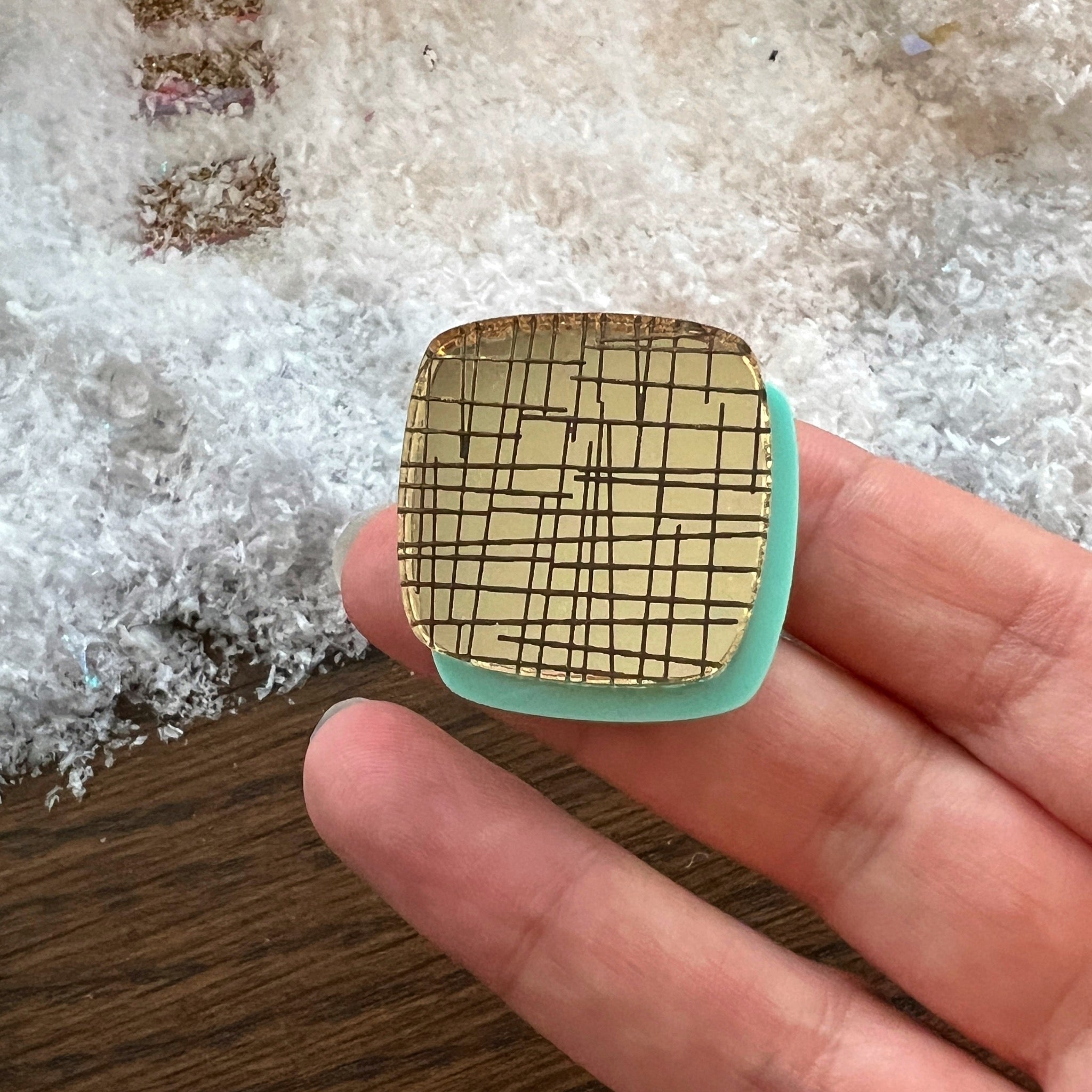 Double-layer MCM Pebble Brooch - Various Colours