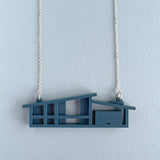Offset Roof Blueprint House Necklace – Marshmallow or Navy