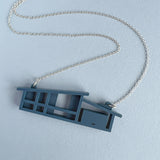 Offset Roof Blueprint House Necklace – Marshmallow or Navy