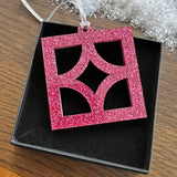 Double-Sided Breeze Block Bauble - Pink