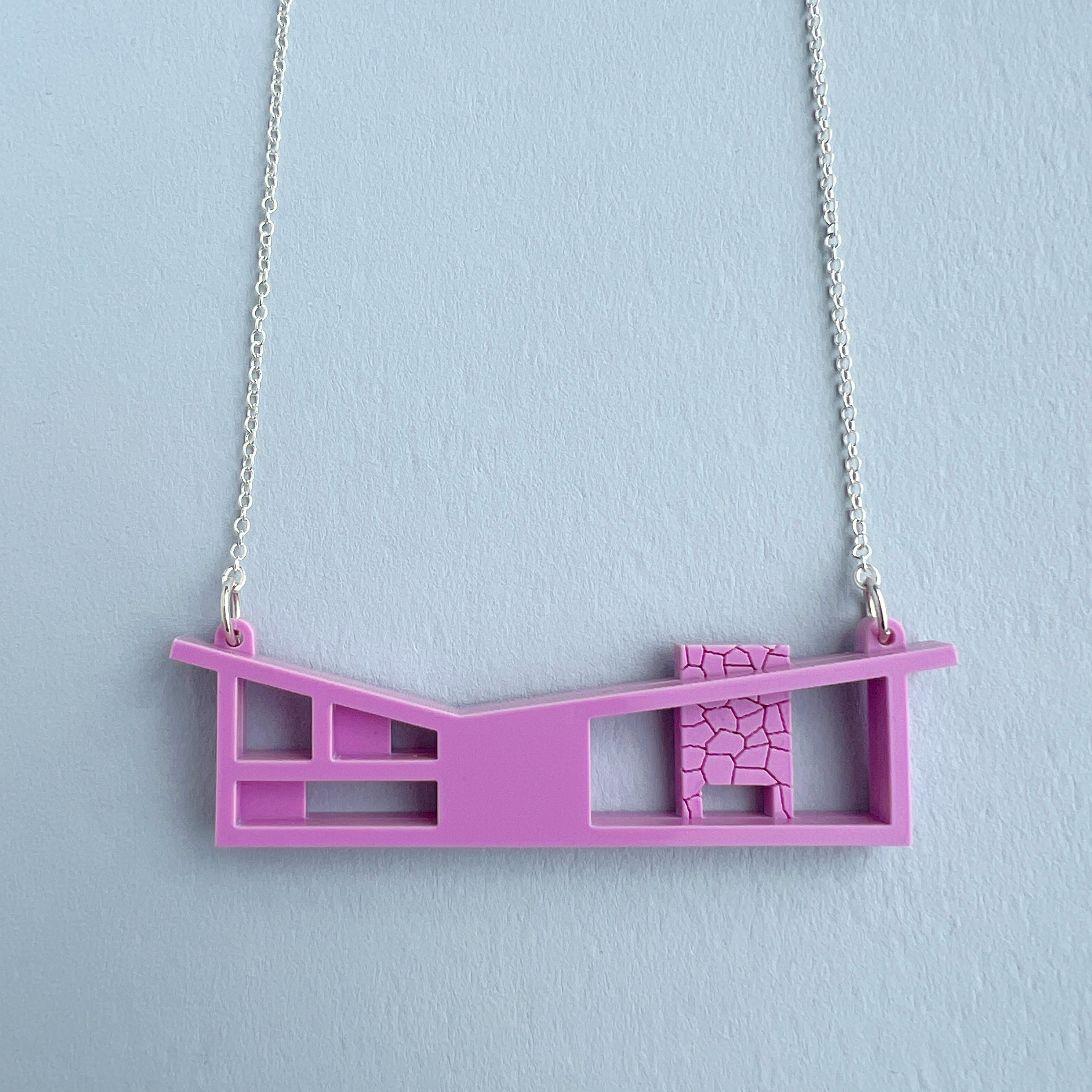 Butterfly Roof Blueprint House Necklace - 3 Colour Options