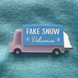 Fake Snow Delivery Truck Brooch