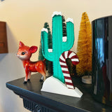 Snowy Cactus and Candy Cane Ornament