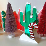 Snowy Cactus and Candy Cane Ornament