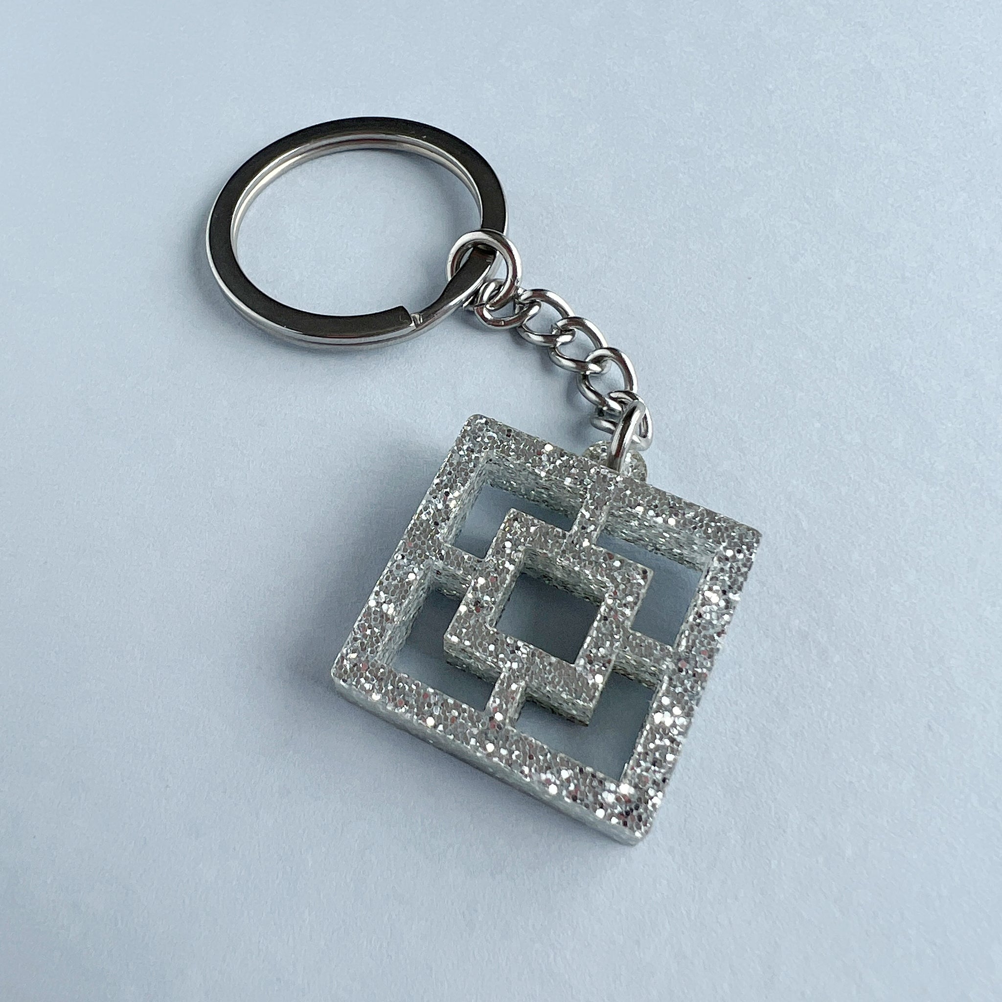 Large Key Pattern Square Breeze Block Keyring, Square Pattern – Tiny Scenic