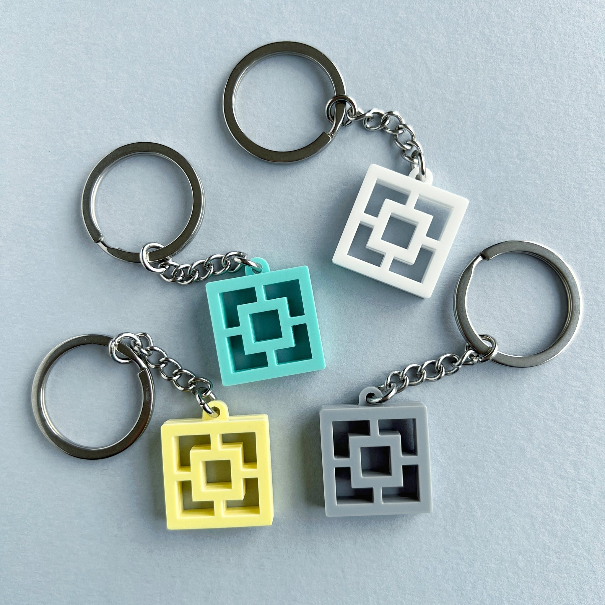 Breeze Block Keyring, Square Pattern – Various Colours – Tiny Scenic