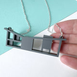SSF SAMPLE: Matt Grey House Necklace (**PLATED Chain)