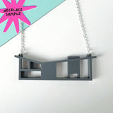 SSF SAMPLE: Matt Grey House Necklace (**PLATED Chain)