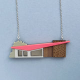 Slant Roof Midcentury House Necklace