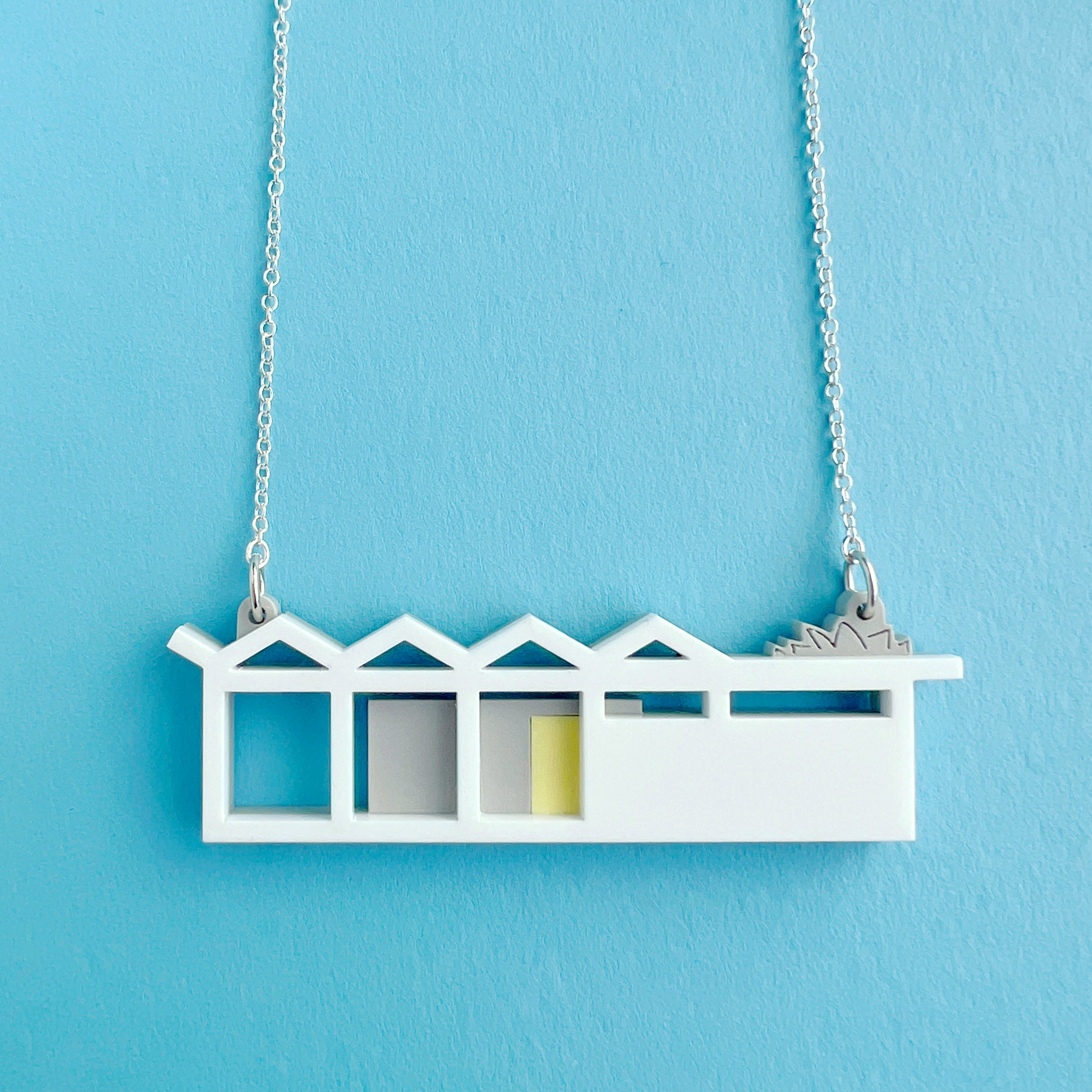 ZigZag Roof Blueprint House Necklace - Two colour options