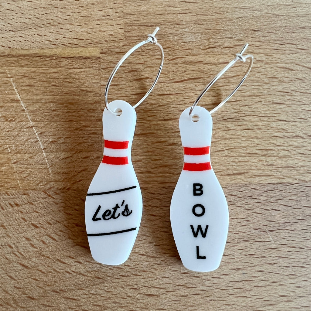 Bowling pin earrings - Let's Bowl - Tiny Scenic