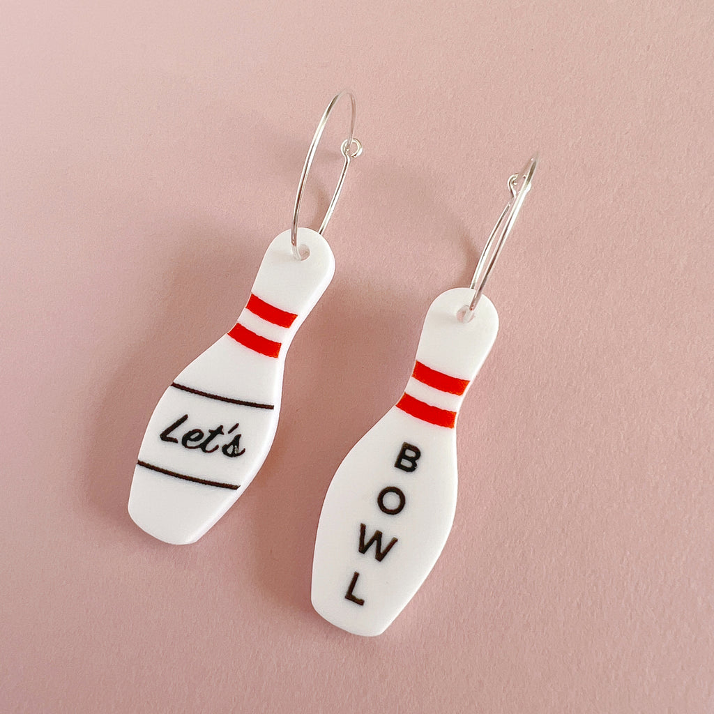 Bowling pin earrings - Let's Bowl - Tiny Scenic