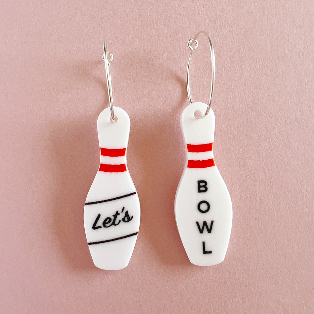Bowling pin earrings - Let's Bowl - Tiny Scenic