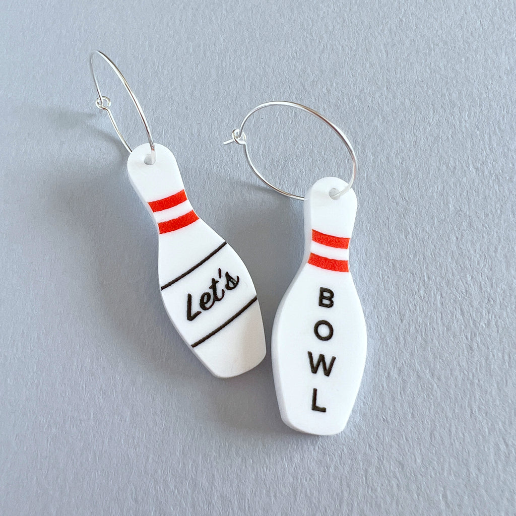 Bowling pin earrings - Let's Bowl - Tiny Scenic