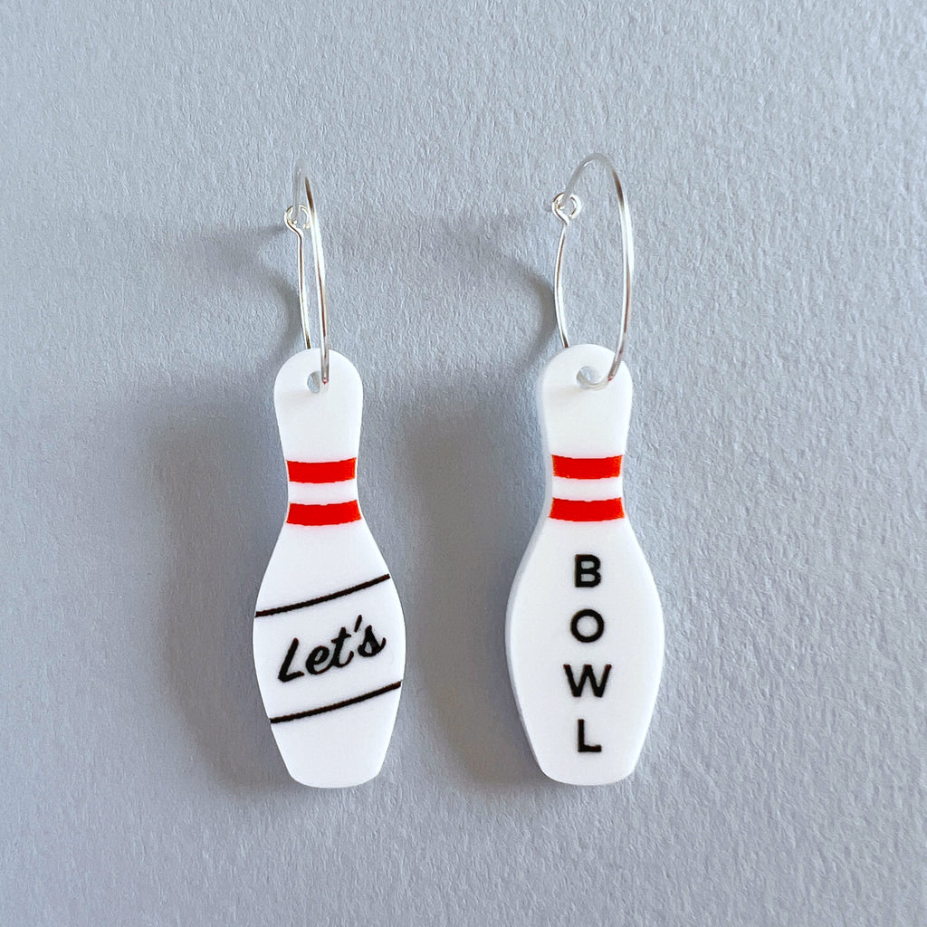 Bowling pin earrings - Let's Bowl - Tiny Scenic