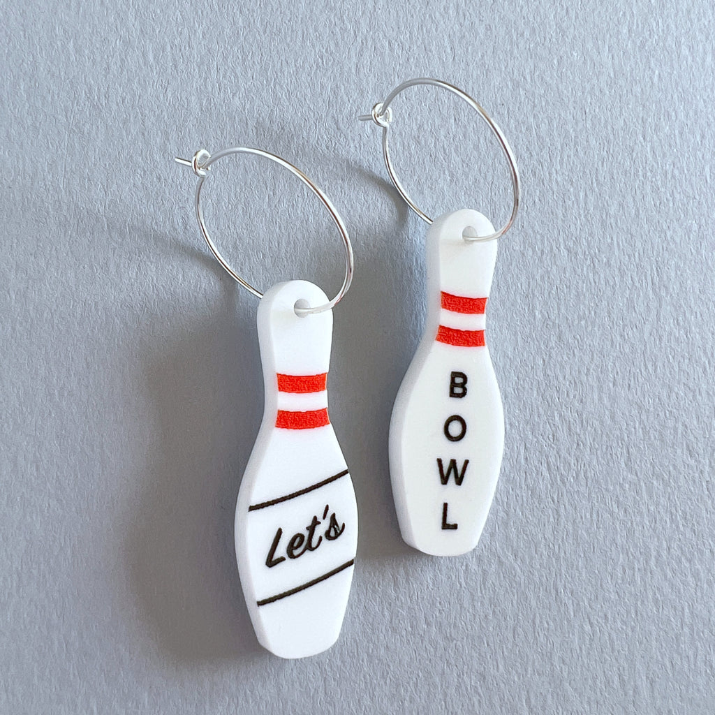 Bowling pin earrings - Let's Bowl - Tiny Scenic