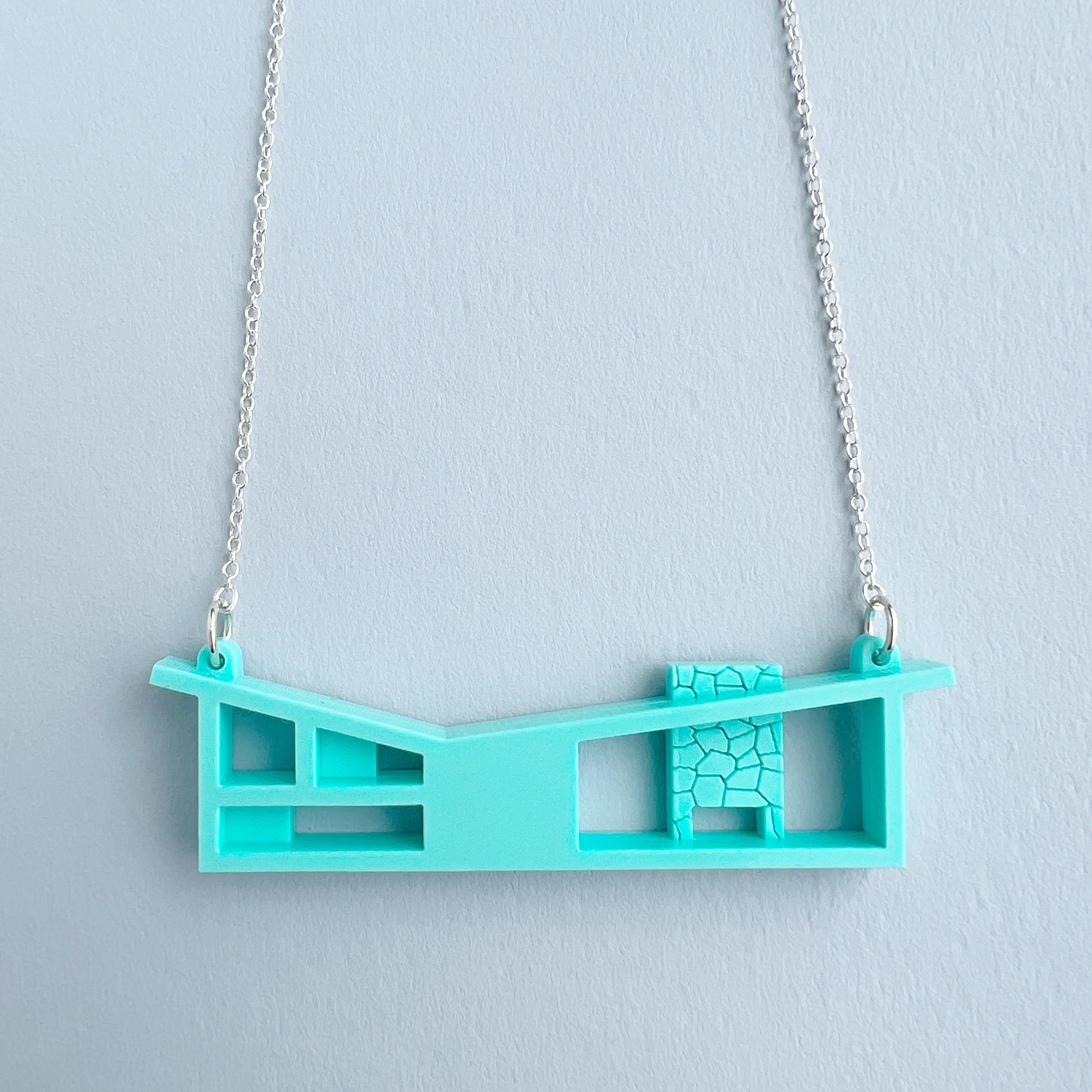 Butterfly Roof Blueprint House Necklace - 3 Colour Options