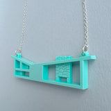 Butterfly Roof Blueprint House Necklace - 3 Colour Options