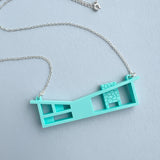 Butterfly Roof Blueprint House Necklace - 3 Colour Options