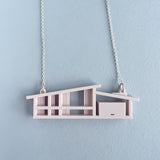 Offset Roof Blueprint House Necklace – Marshmallow or Navy